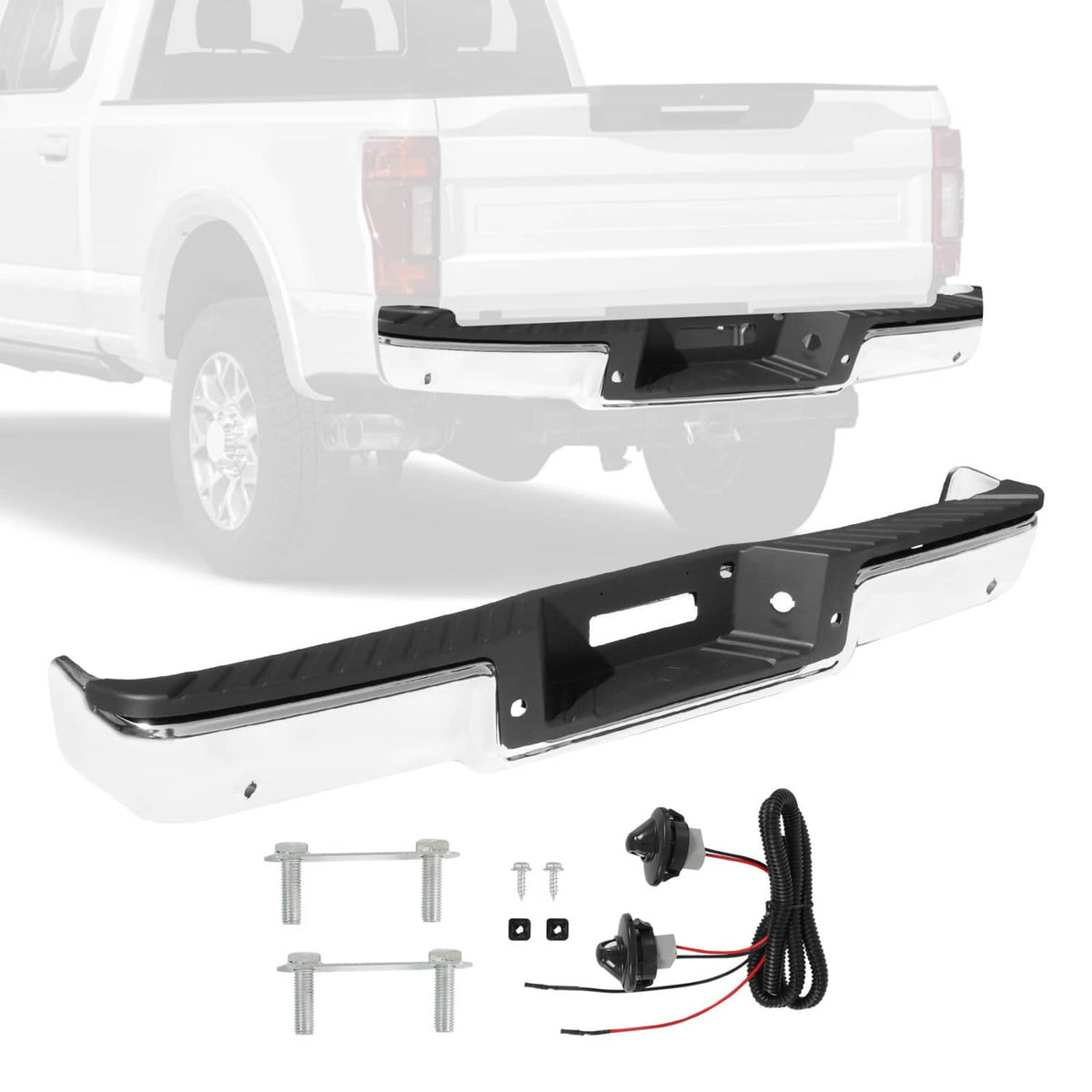 Solidspare Chrome Rear Bumper Assembly For 2006-2008 Ford F150 F250 Step Bumper w/ Hole