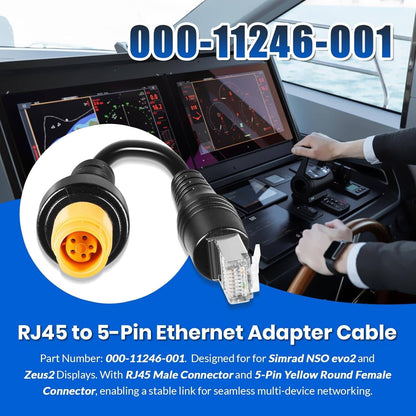 Solidspare RJ45 to 5-Pin Ethernet Adapter Cable 000-11246-001 for Simrad NSO evo2 & Zeus2