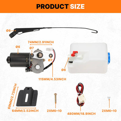 Solidspare For Polaris Ranger 570/800/900/1000 UTV 12V Electric Windshield Wiper Motor Kit