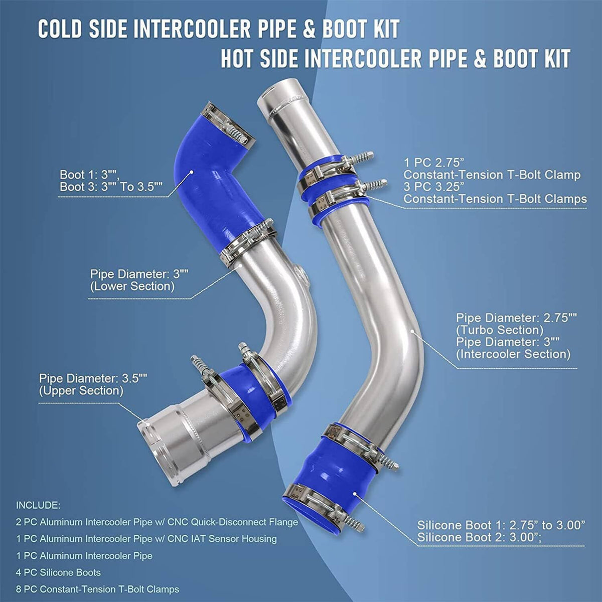 Solidspare Upgrade Cold& Hot Side Intercooler Pipe For 2011-16 Ford 6.7L Powerstroke Diesel