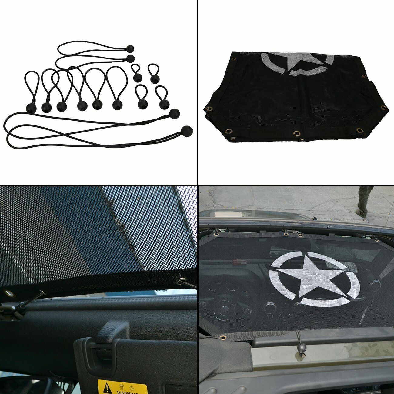 SunShade Top Cover w/ Five Star for 2007-2018 Jeep Wrangler JK JKU UV Protection
