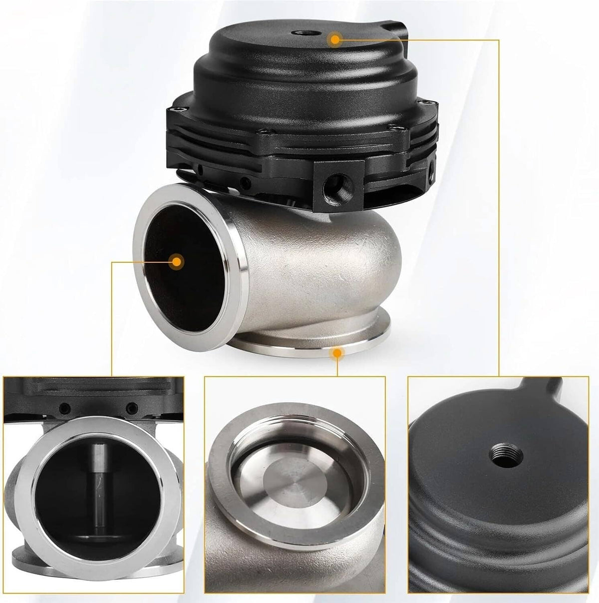 Solidspare Black 44MM Wastegate External Turbo W/ TIAL V-Band Flange Spring MV-R 14PSI