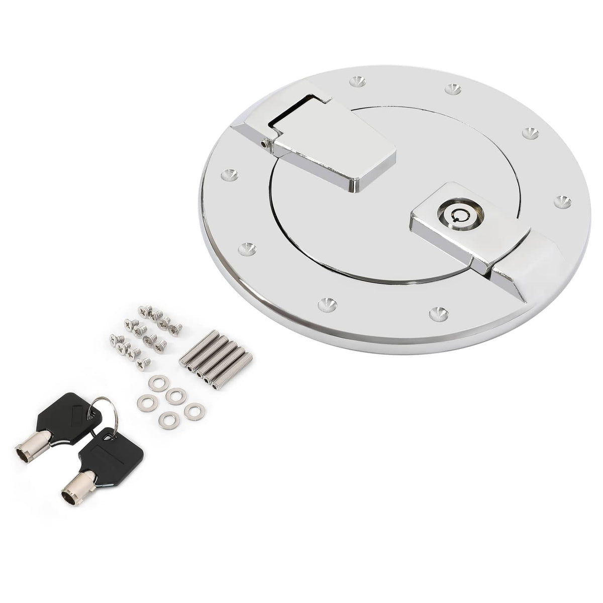 Solid Spare For Hummer H2 2003-2009 Locking Fuel Door Gas Tank Cap Cover Aluminum Chrome