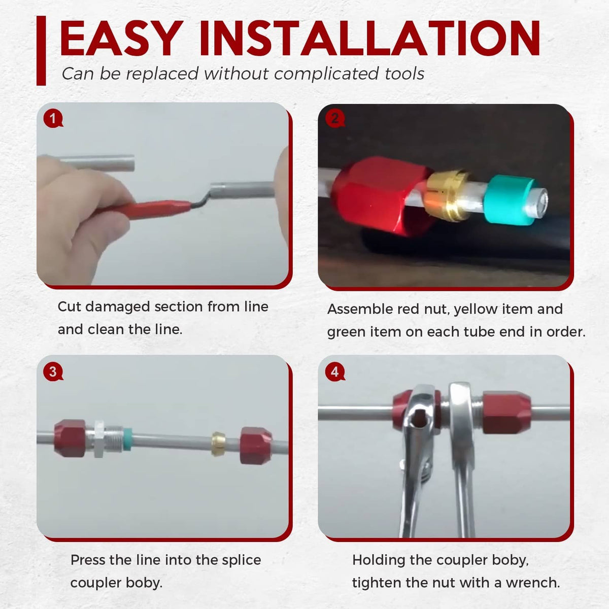 Solidspare 800-643 5/16'' Aluminum Line Splice Repair Kit 5PCS Works for A/C, coolant Etc