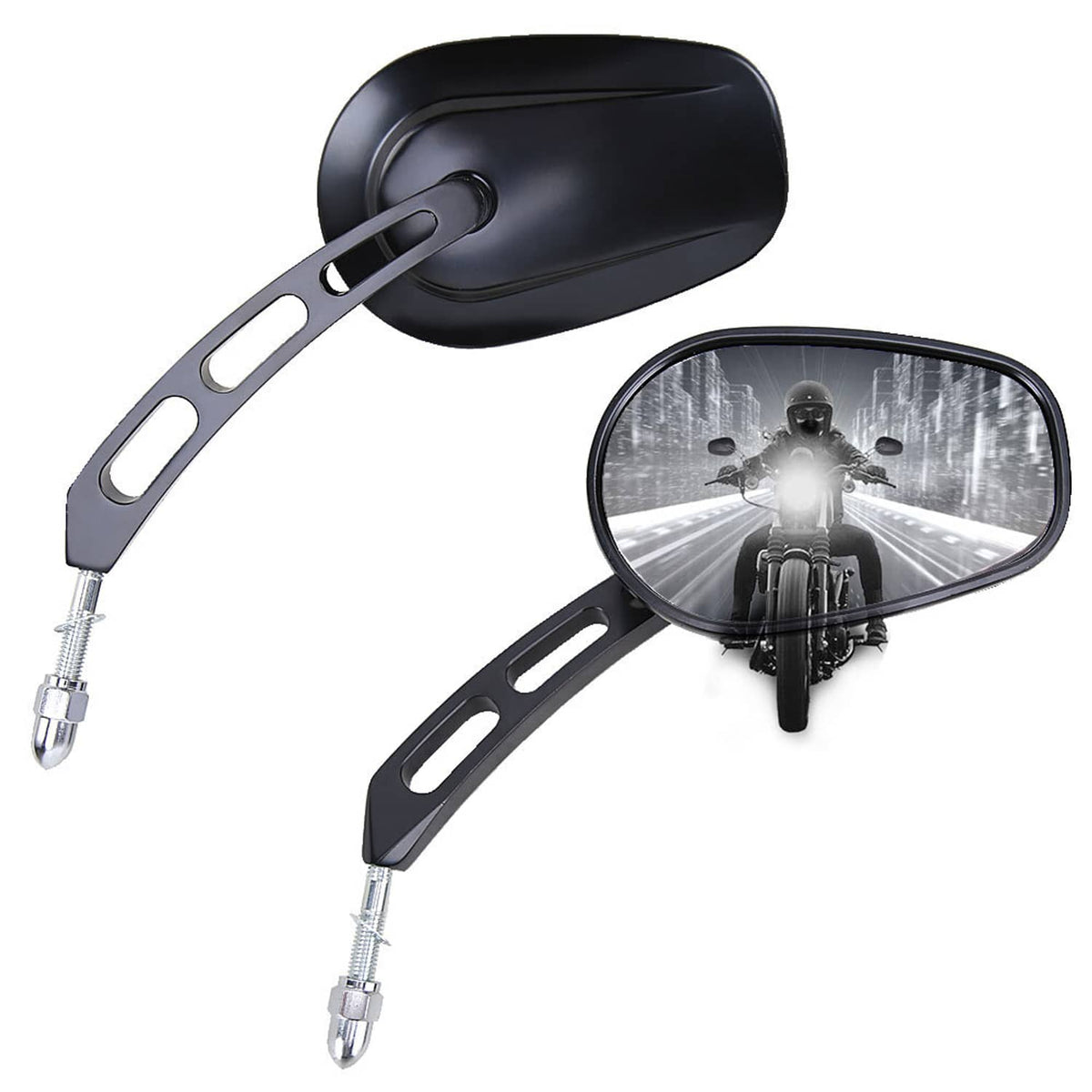 Solidspare 8mm Black Rear View Mirrors For Harley FLSTC FXDB Dyna FXDF Left and Right