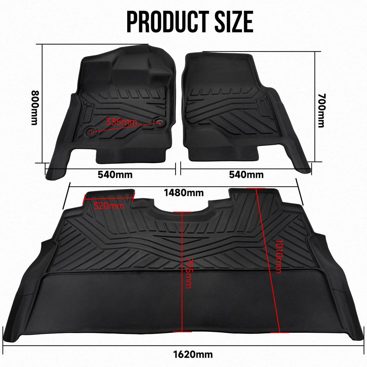 Solidspare Floor Mats for 2015-2026 Ford F-150 F150 Super Crew Cab All Weather TPE Liner