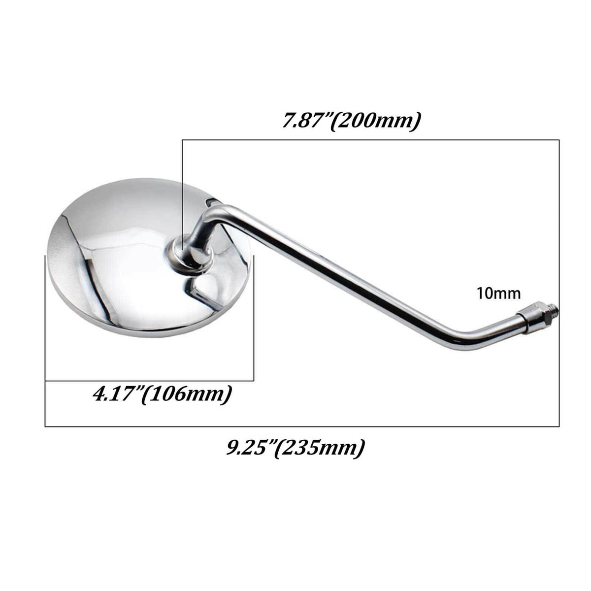 Solidspare Chrome Motorcycle Round Rearview Mirrors 10mm For Honda XL250S XL175 XL125 XL100