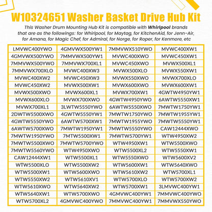 Solidspare W10324651 Washer Basket Drive Hub Kit Replacement fit for Whirlpool Maytag Amana