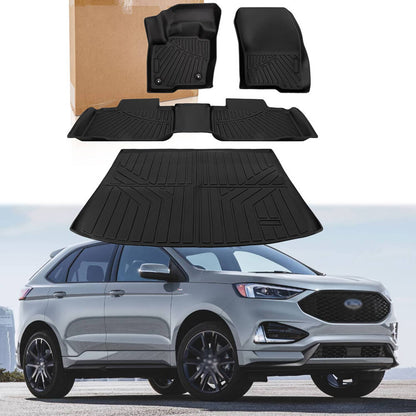 Solidspare 4Pcs/set Floor Mats Liners Black TPE fit for 2015-2024 Ford Edge All-Weather