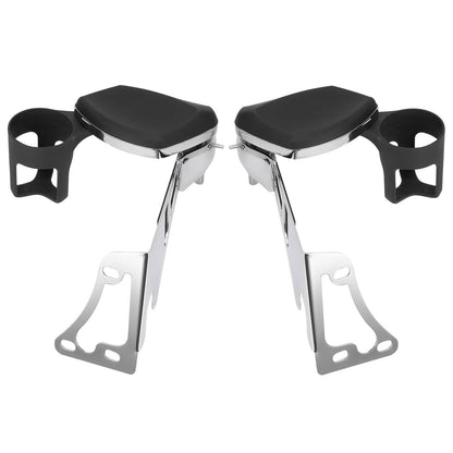 Solidspare Fit For Harley Tour Pak Touring Chrome Passenger Armrests Cup Holder 1997-2013