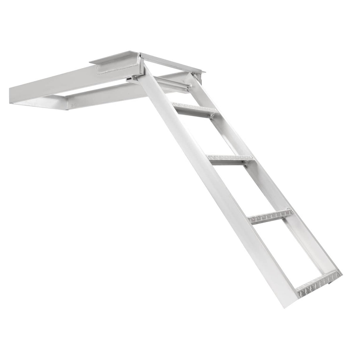Solidspare 4 Step Pontoon Under Deck Boat Ladder Aluminum Under-Boat Mount , Silvery