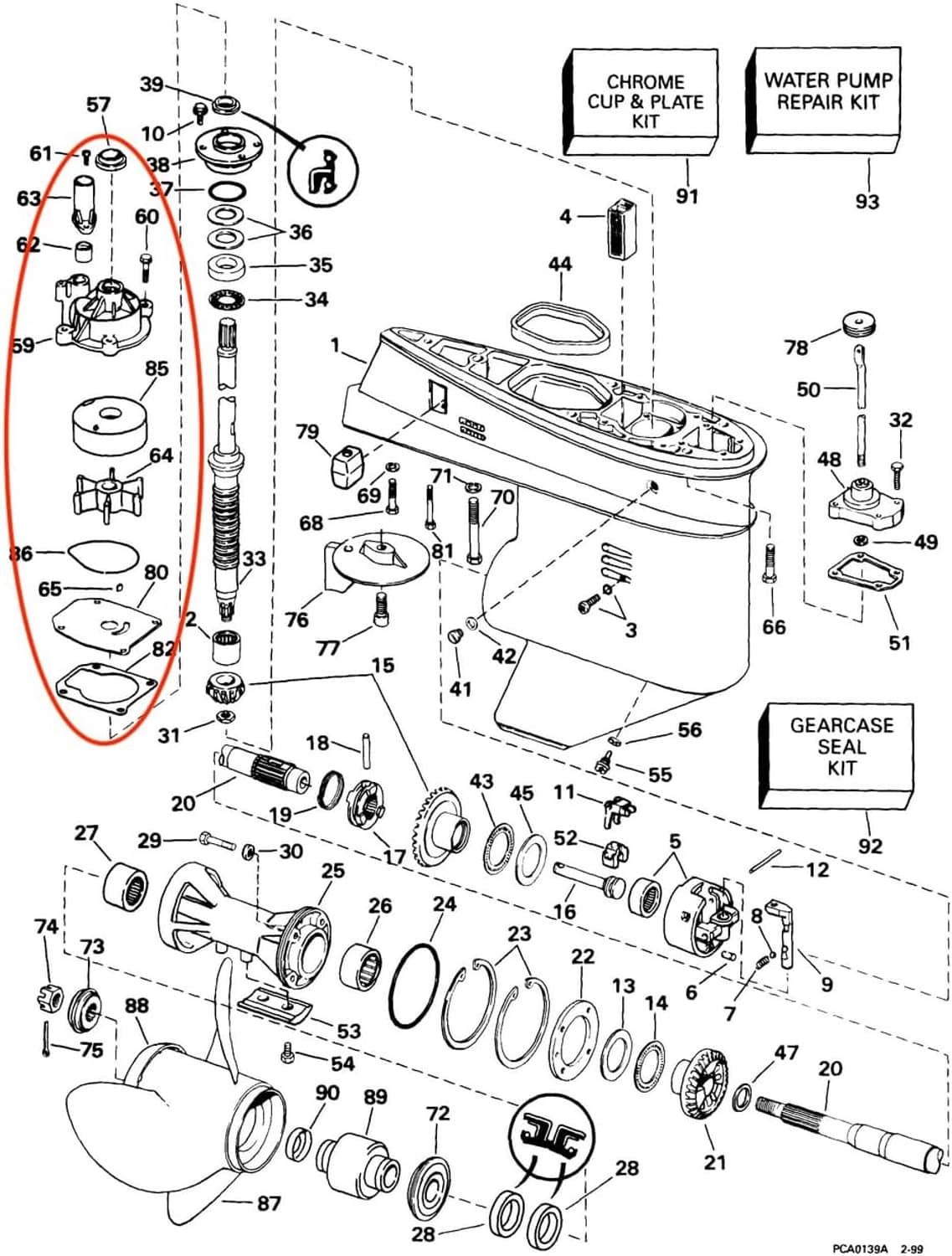 Solid Spare FOR EVINRUDE JOHNSON OUTBOARD 70 75 HP WATER PUMP KIT WITH HOUSING 432955 438597