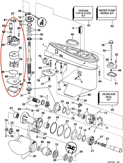 Solid Spare FOR EVINRUDE JOHNSON OUTBOARD 70 75 HP WATER PUMP KIT WITH HOUSING 432955 438597