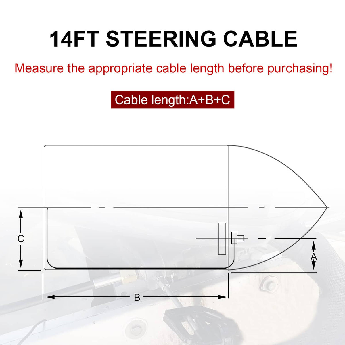 Solidspare 14 Feet Boat Rotary Steering System Outboard Kit Marine With 13.5" Wheel SS13714
