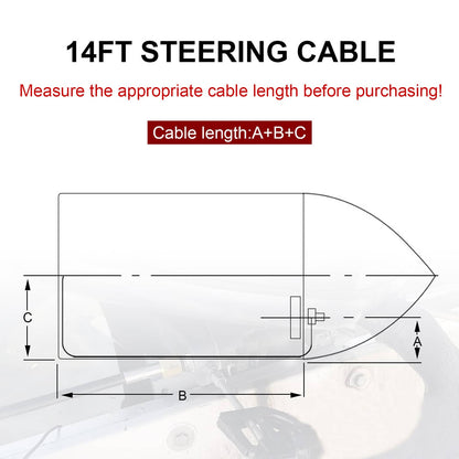 Solidspare 14 Feet Boat Rotary Steering System Outboard Kit Marine With 13.5" Wheel SS13714