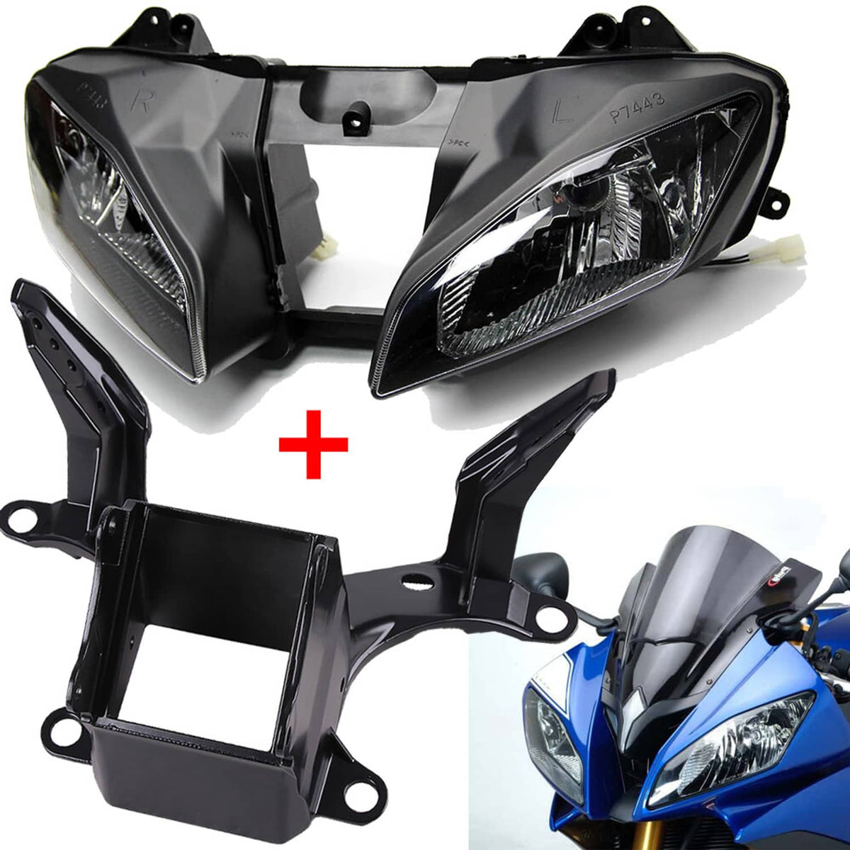 Solidspare Front Headlight & Upper Fairing Stay Bracket Set For Yamaha YZF R6 2008-2016
