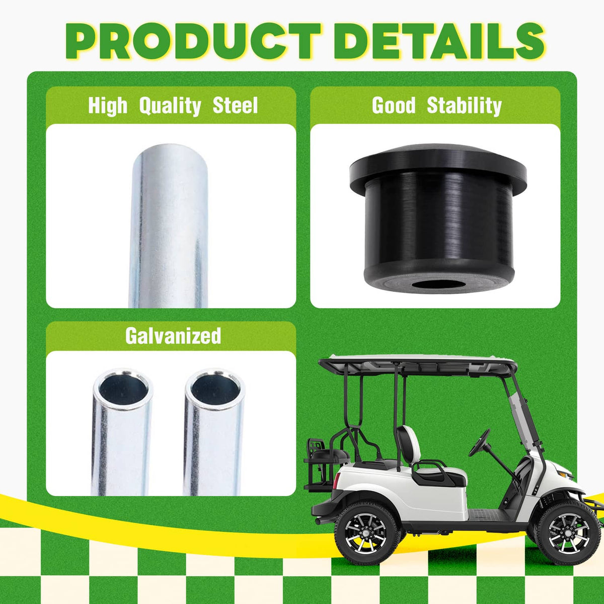 Solidspare For EZGO RXV 2008-UP Gas & Electric Golf Cart Rear Leaf Spring Bushing Kit 18PCS
