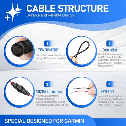 Solid Spare 010-10553-00 7-Pin Power Cable/Cord for Garmin GMS 10 Network Port Expander