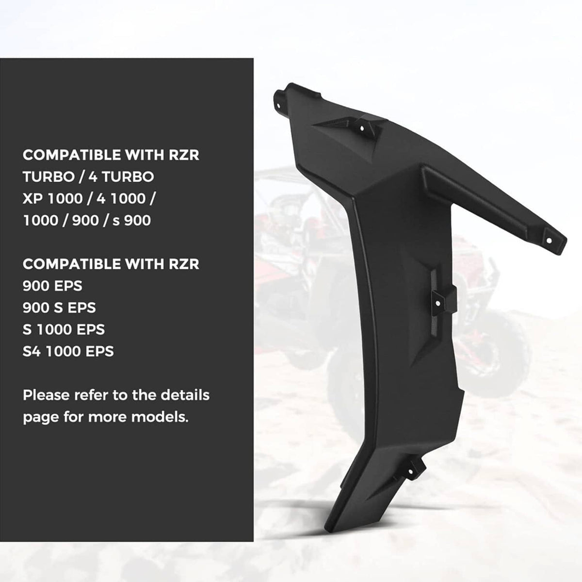 Solidspare 2881985 XXL 8.5" Front Fender Flares For Polaris RZR S 900 / RZR 4 900 2015-2020