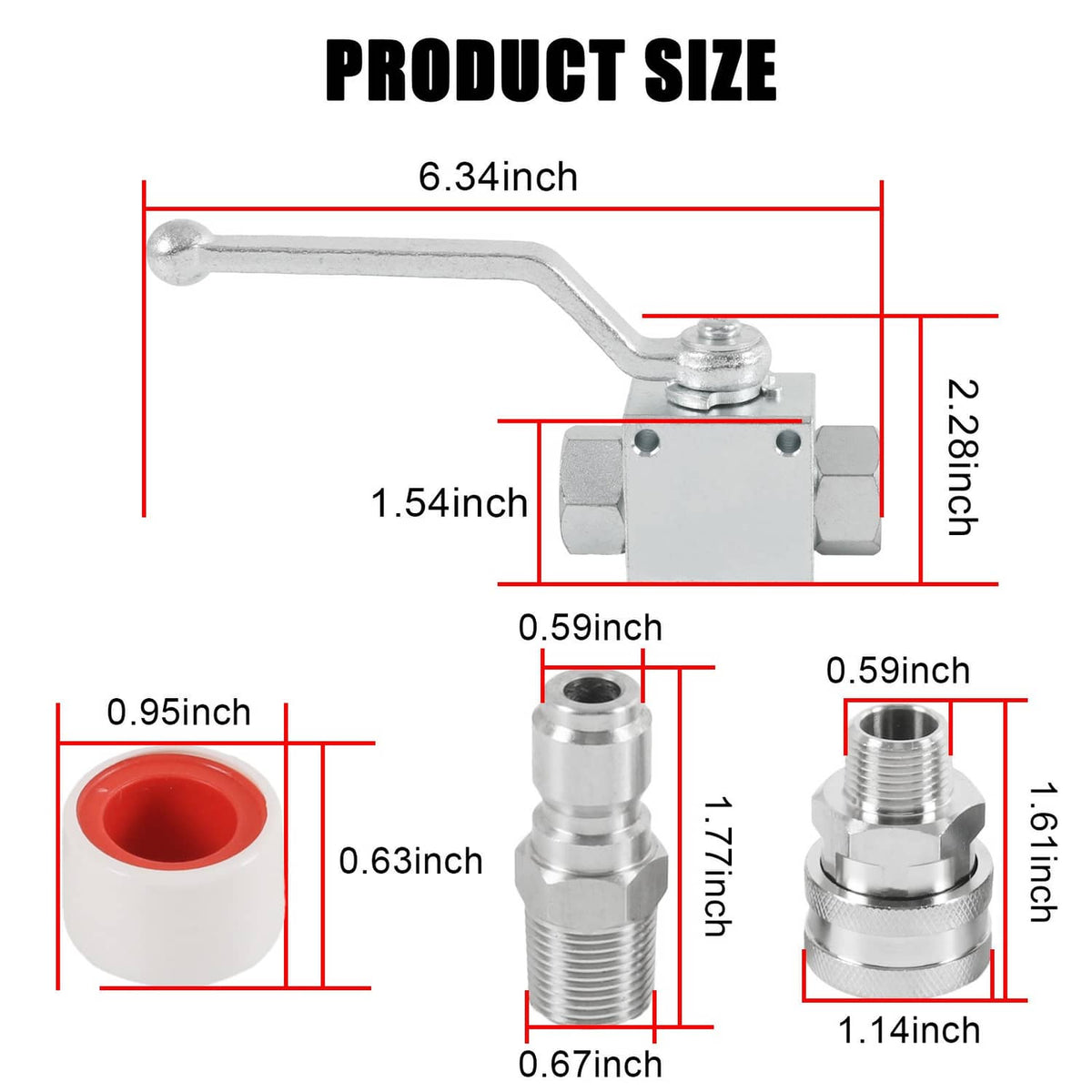 Solidspare Steel High Pressure Washer Ball Valve Kit, 3/8 Inch Quick Connect 4500 PSI