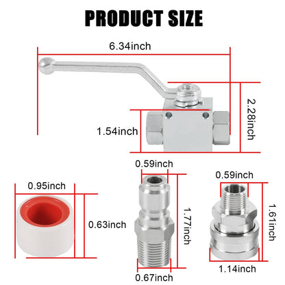 Solidspare Steel High Pressure Washer Ball Valve Kit, 3/8 Inch Quick Connect 4500 PSI