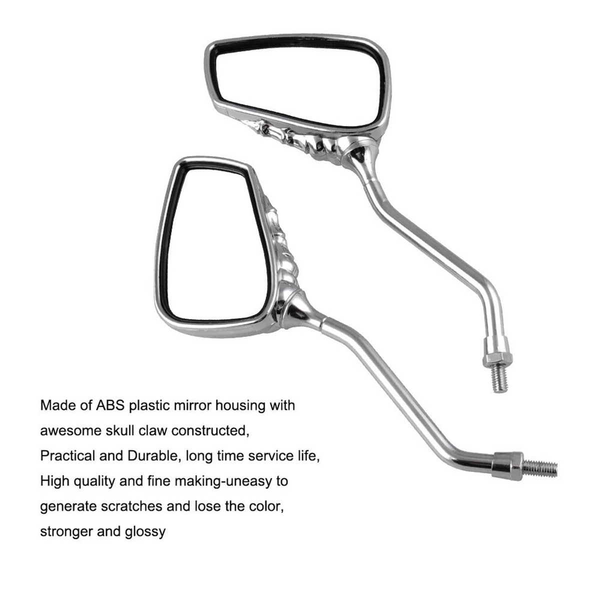 Solidspare Motorcycle Chrome Skull Skeleton Hand Rear View Side Mirrors For Harley Chopper