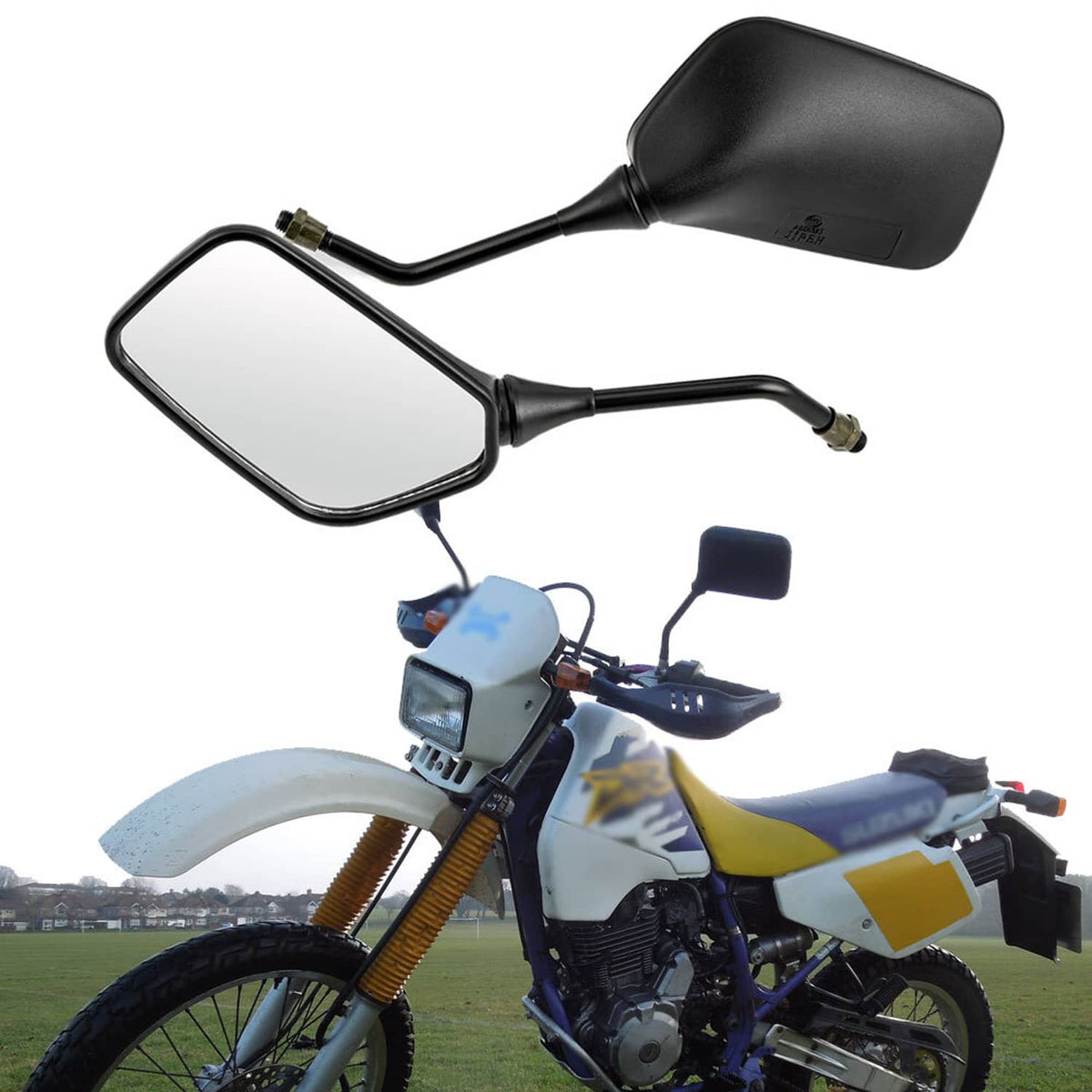 Solidspare For Suzuki DR200 DR350 DRZ400 DR650 Motorcycle Rearview Black Mirrors Left＆Right