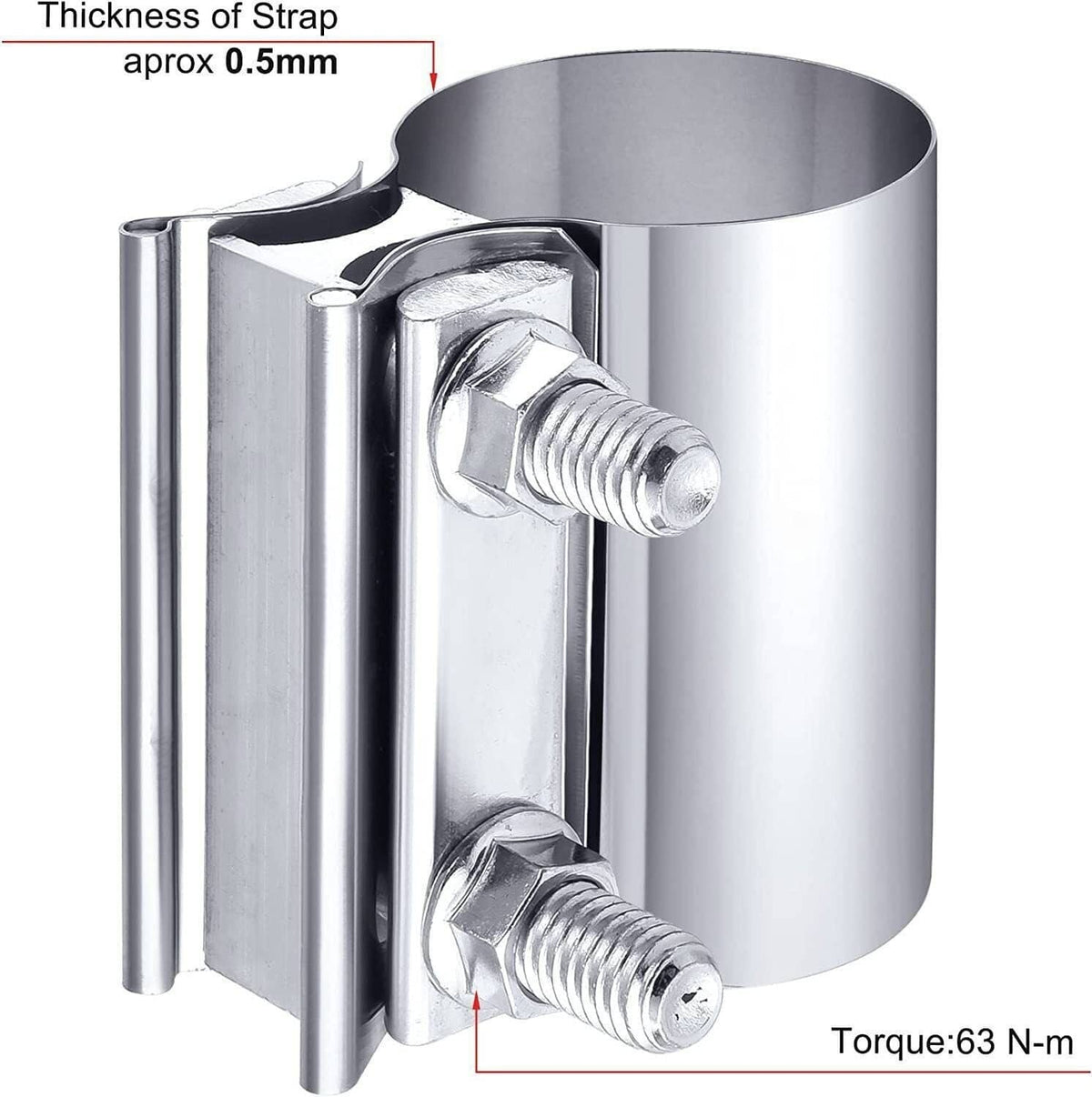 Solidspare 2Pcs 2.5" Inch Butt Joint Band Exhaust Clamp Sleeve Coupler T304 Stainless Steel