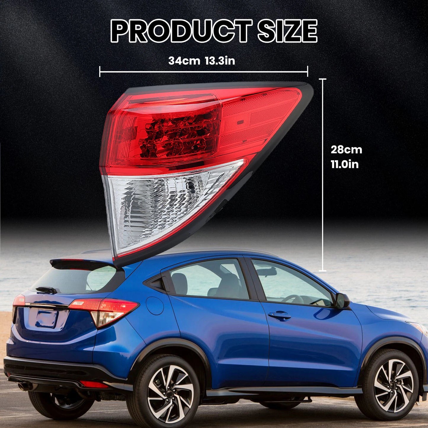 Pair Tail lights For 2016-2022 Honda HR-V HRV Rear Brake Lamp Assembly W/O Bulbs