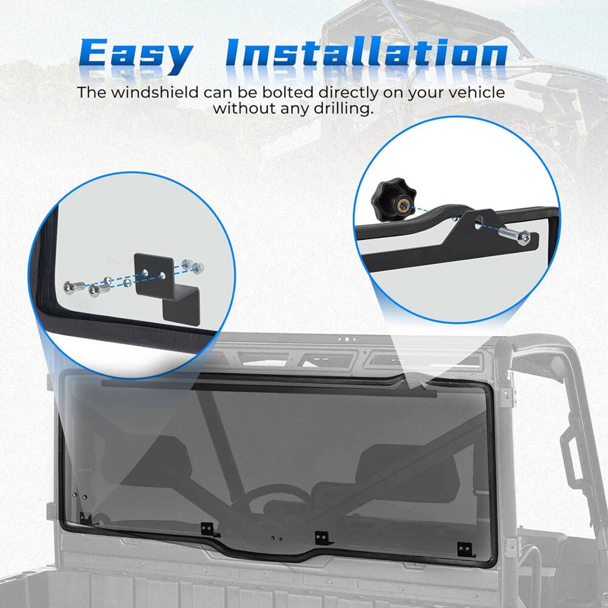 Solidspare Back Window For Polaris Ranger XP 900 / Crew 2013-2019 Tinted Rear Windshield