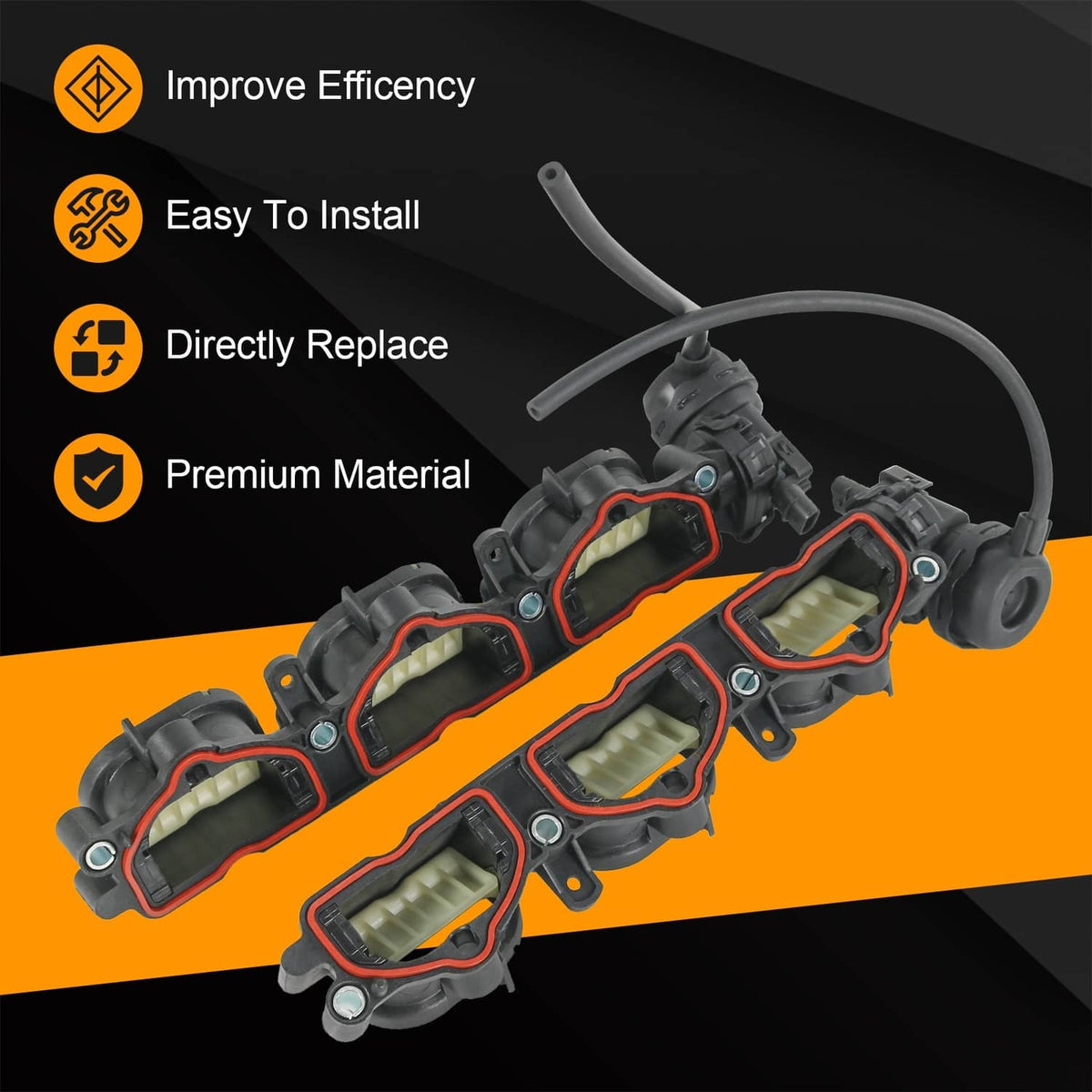 Solidspare 2Pcs Left & Right Intake Manifold with Seal for Audi A6 A7 A8 Quattro Q7 V6 3.0L