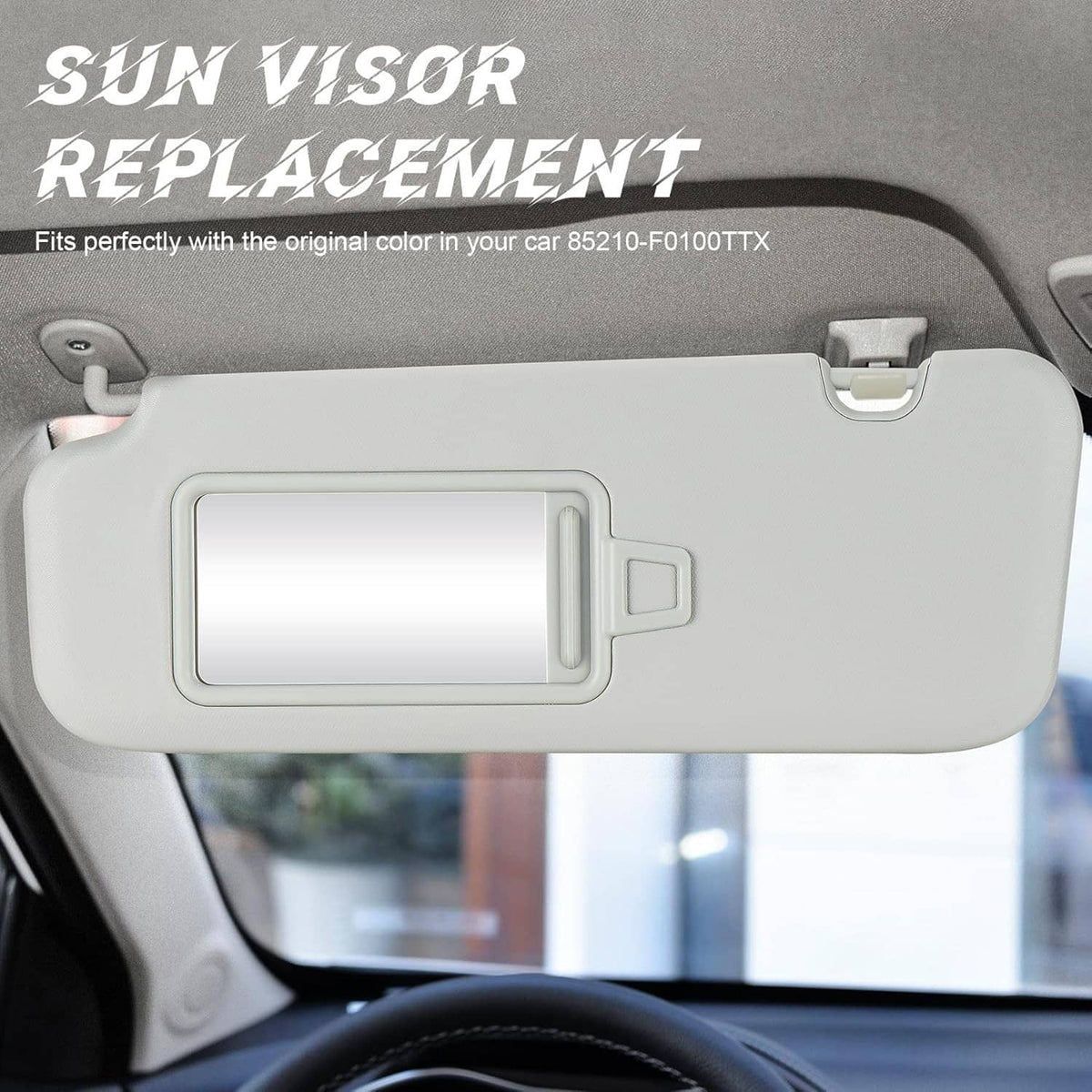 Solidspare Pair Driver & Passenger Gray Sun Visor w/ Mirror for 2017-2019 Hyundai Elantra