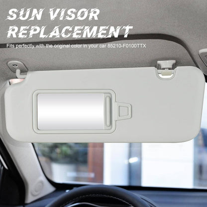Solidspare Pair Driver & Passenger Gray Sun Visor w/ Mirror for 2017-2019 Hyundai Elantra