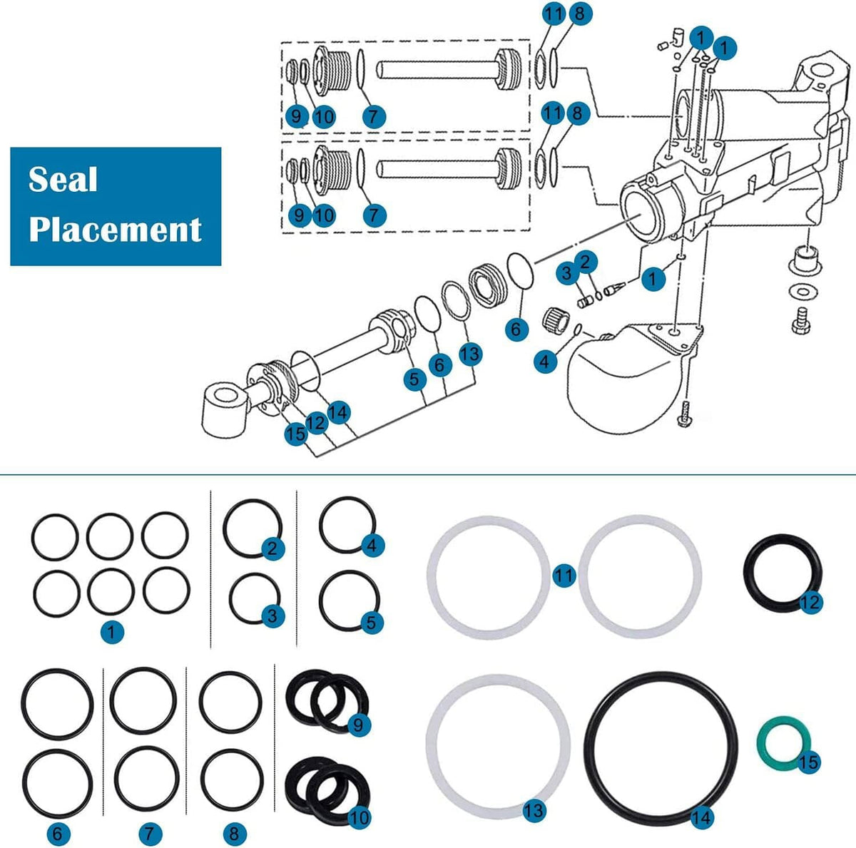 Solid Spare Tilt Trim Seal Kit 115225FS Fast Strike Power for Yamaha 115HP 150HP 175HP 200HP