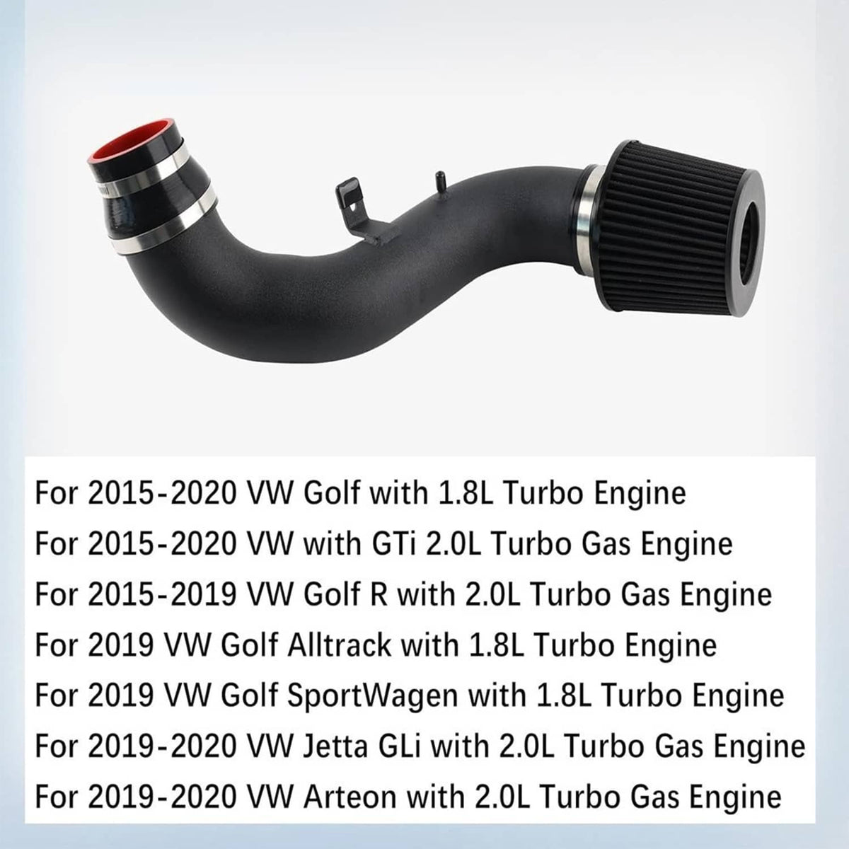 Solidspare Cold Air Intake & Heat Shield Kit w/Filter For 2015-2020 VW Golf GTi R 1.8T 2.0T