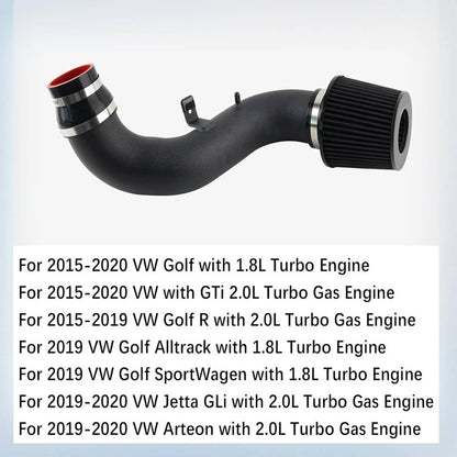 Solidspare Cold Air Intake & Heat Shield Kit w/Filter For 2015-2020 VW Golf GTi R 1.8T 2.0T