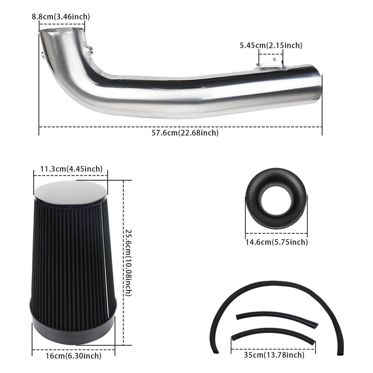 Solidspare Cold Air Intake Kit + Heat Shield For 2014-2019 Chevrolet GMC Cadillac 5.3L 6.2L
