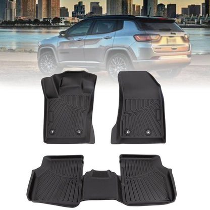 Solidspare Floor Mats All-Weather TPE 1st&2nd Row For Jeep Compass 2017-2025 All Weather