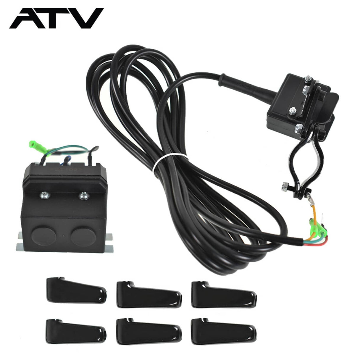 Solidspare 12V Solenoid Relay Contactor and Winch Rocker Thumb Switch Combo Set for ATV