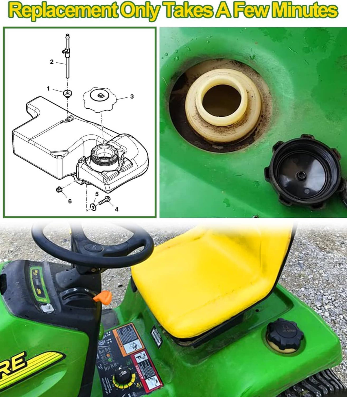 Solid Spare AM137724 Filler Cap for John Deere 300, LT, X300, X400, X500, X700, Z200, Z400
