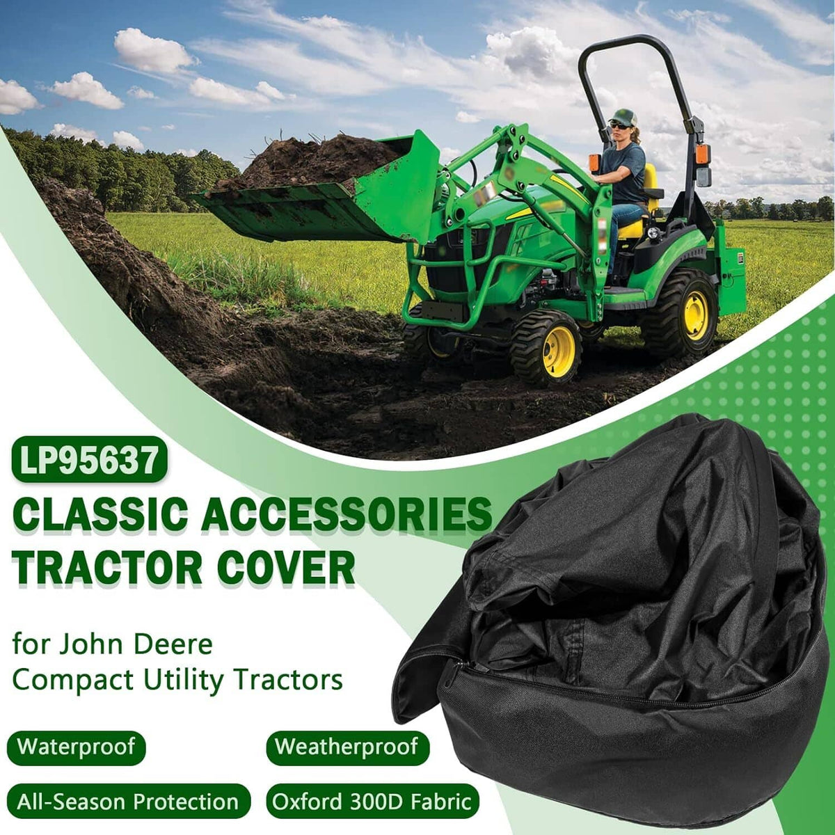 Solidspare LP95637 Classic Accessories Tractor Cover for John Deere Compact Utility Tractor
