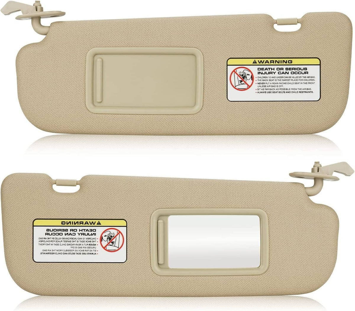 Solidspare New Beige Sun Visor w/Mirror Right & Left Side For 2011-2015 Hyundai Elantra