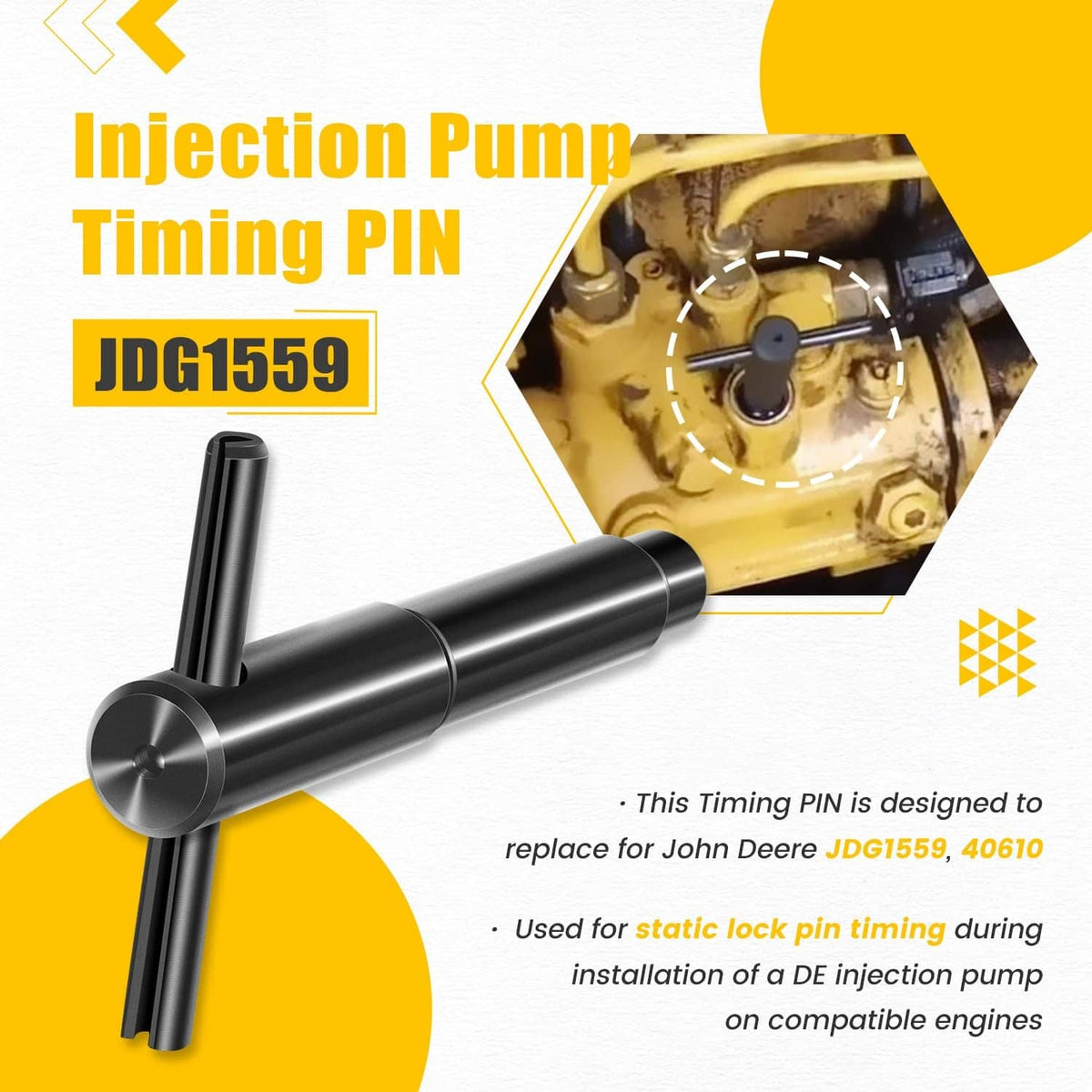 Solidspare JDG1559 Injection Pump Timing PIN, fit for John Deere Replace for JDG1559 40610