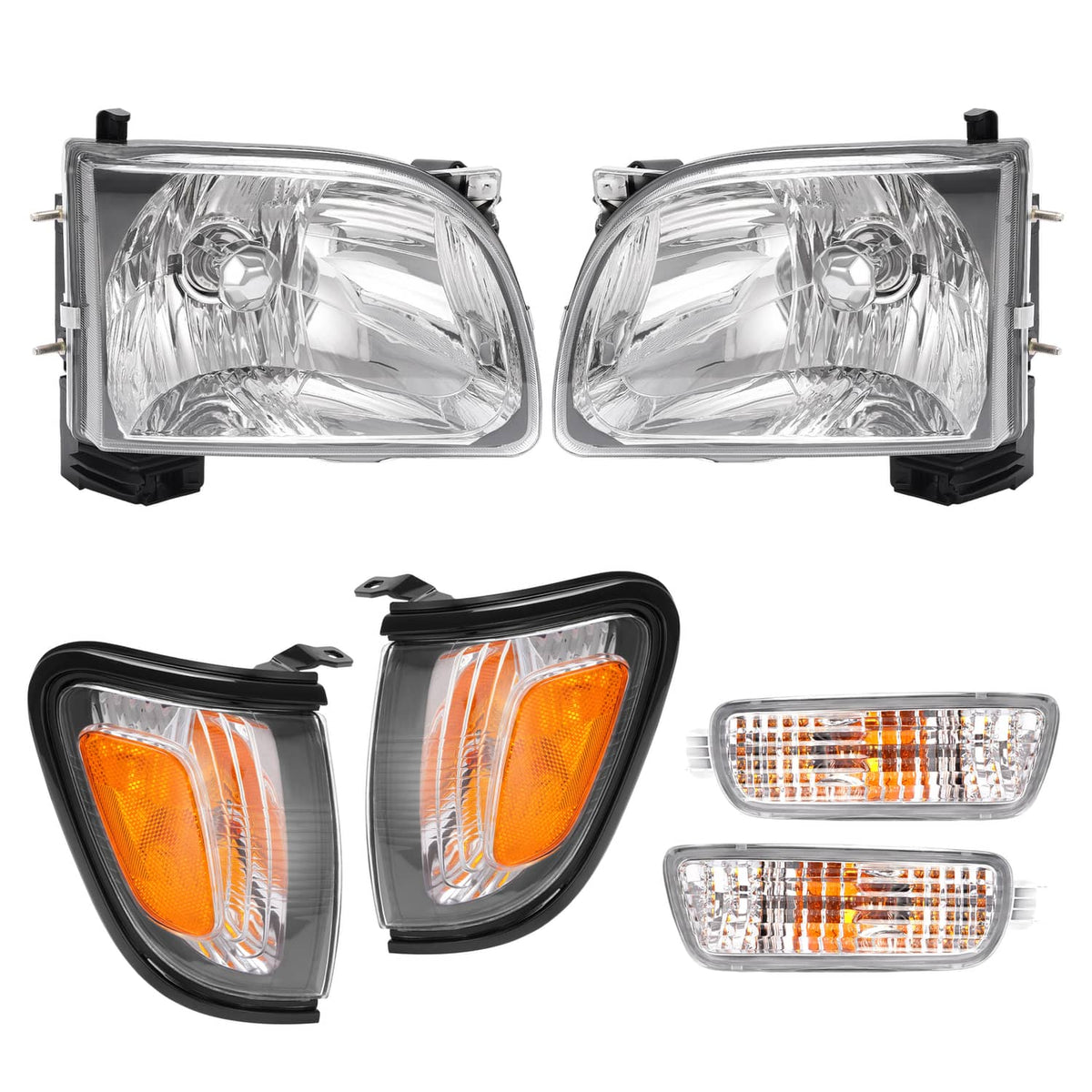 Solid Spare For Toyota Tacoma 2001-2004 Headlights Corner Signal Lights Bumper Lamp w/Bulbs