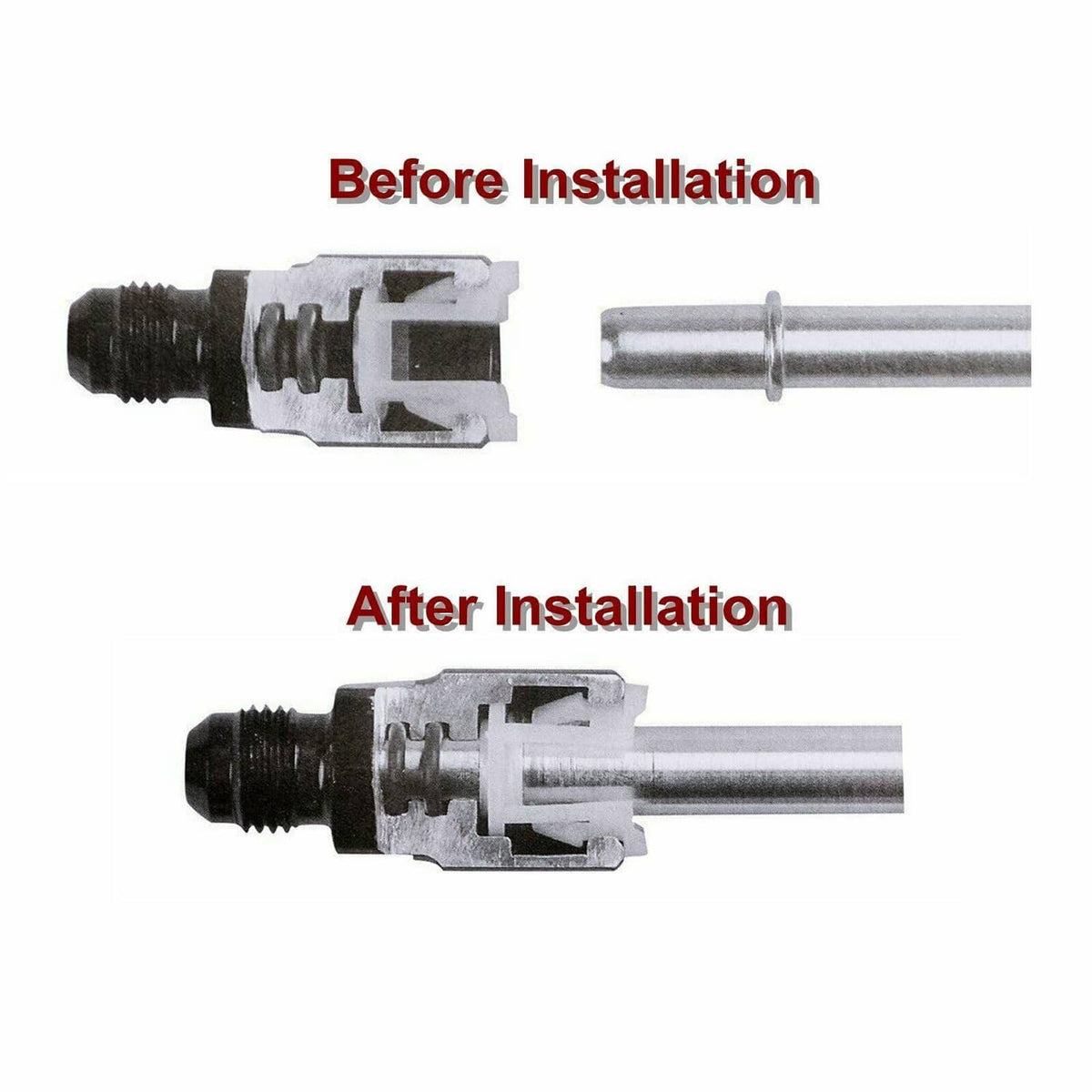 Solidspare Black -6AN AN6 Fuel Adapter Fitting to 3/8 GM Quick Connect LS W/ Clip Female