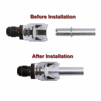 Solidspare Black -6AN AN6 Fuel Adapter Fitting to 3/8 GM Quick Connect LS W/ Clip Female