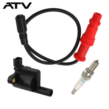 Solidspare Ignition coil w/ Wire Cap & Spark plug for Polaris Ranger 500 4x4 2008 2009-2014