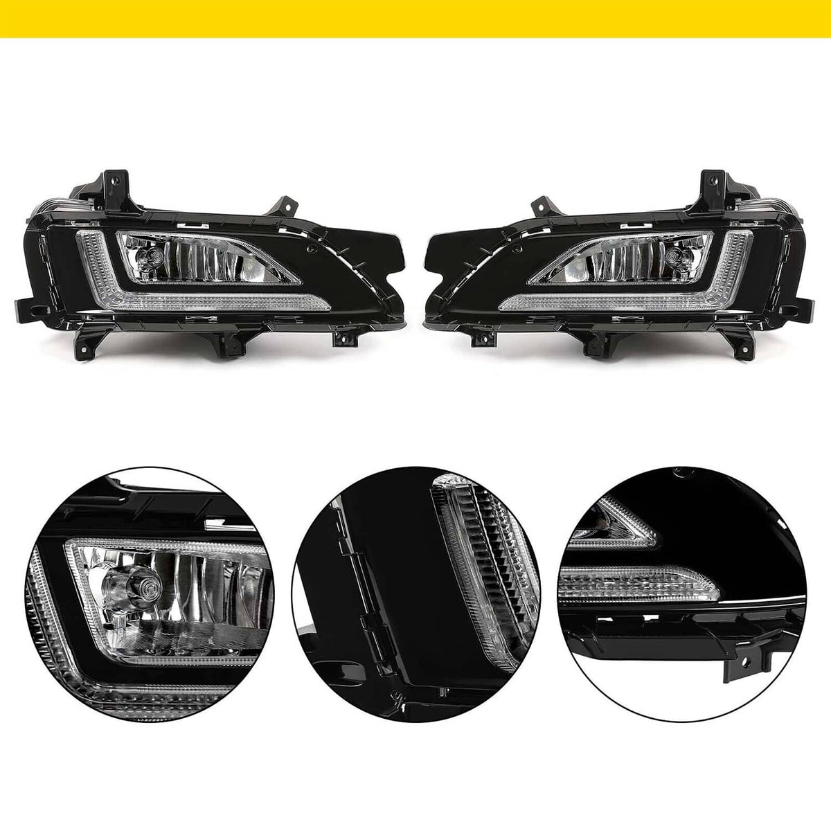 Solid Spare Pair LED&DRL Fog Lights Bumper Lamps LH&RH w/Bulbs For Hyundai Tucson 2019-2021