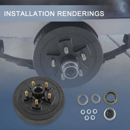 Solidspare 5 on 4.5 Trailer Hub Drum with Electric brakes 10"X2-1/4" Kits For 3500 lbs axle