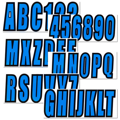 Solid Spare Custom boat registration numbers Decal Sticker 4 sets of A-Z 4 sets of 0-9 Blue